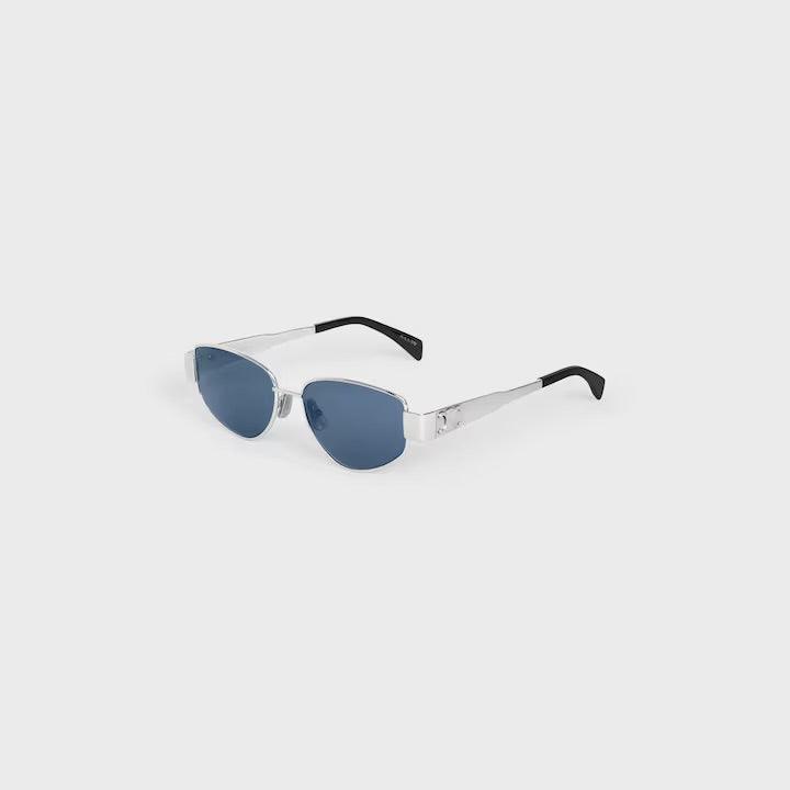 Image of Celine sunglasses with sleek frames and blue lenses showcasing logo C.