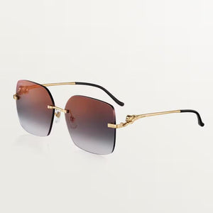 Luxury Cartier sunglasses with gold-plated metal frame and UV400 lenses, unisex design.
