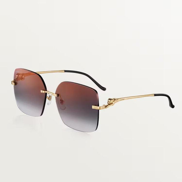 Luxury Cartier sunglasses with gold-plated metal frame and UV400 lenses, unisex design.