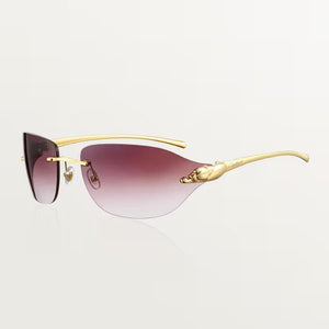 Cartier sunglasses with gold metal frame and UV400 lenses for luxury style and protection.