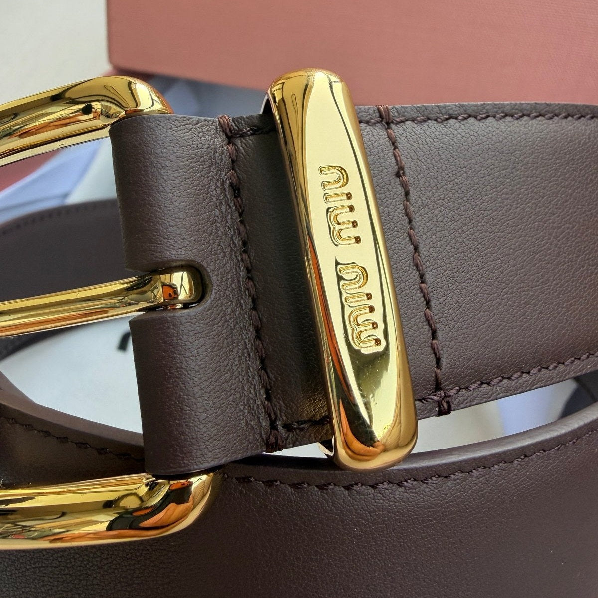 Image of חגורת עור Miu Miu
