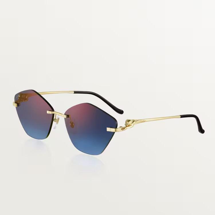 Cartier luxury sunglasses with gold-plated frame and UV400 lenses.