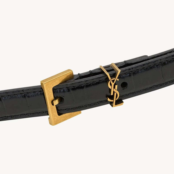 Saint Laurent - חגורת עור 1 סמ