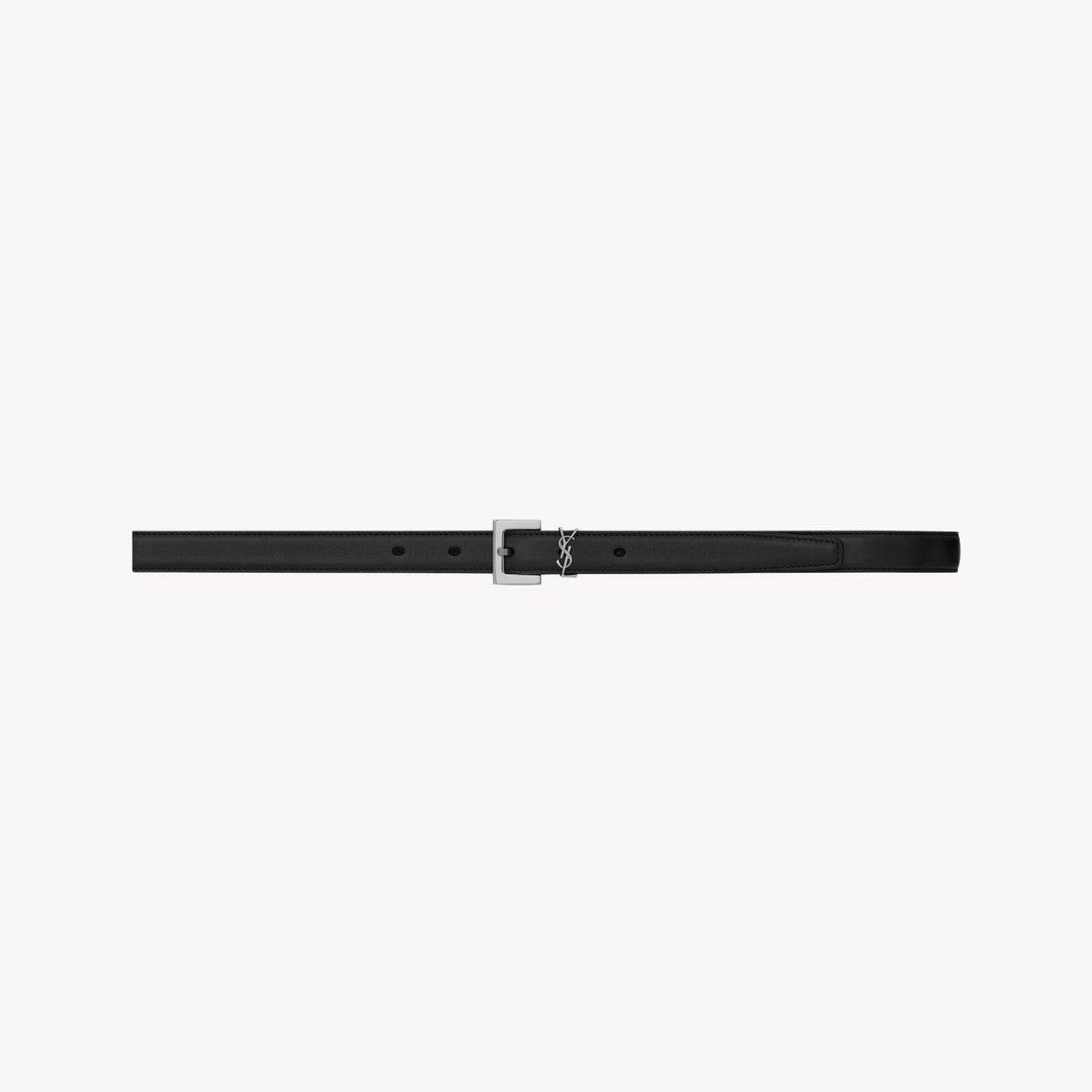 Image of 2 cm SL leather belt with metal buckle, Parisian design.