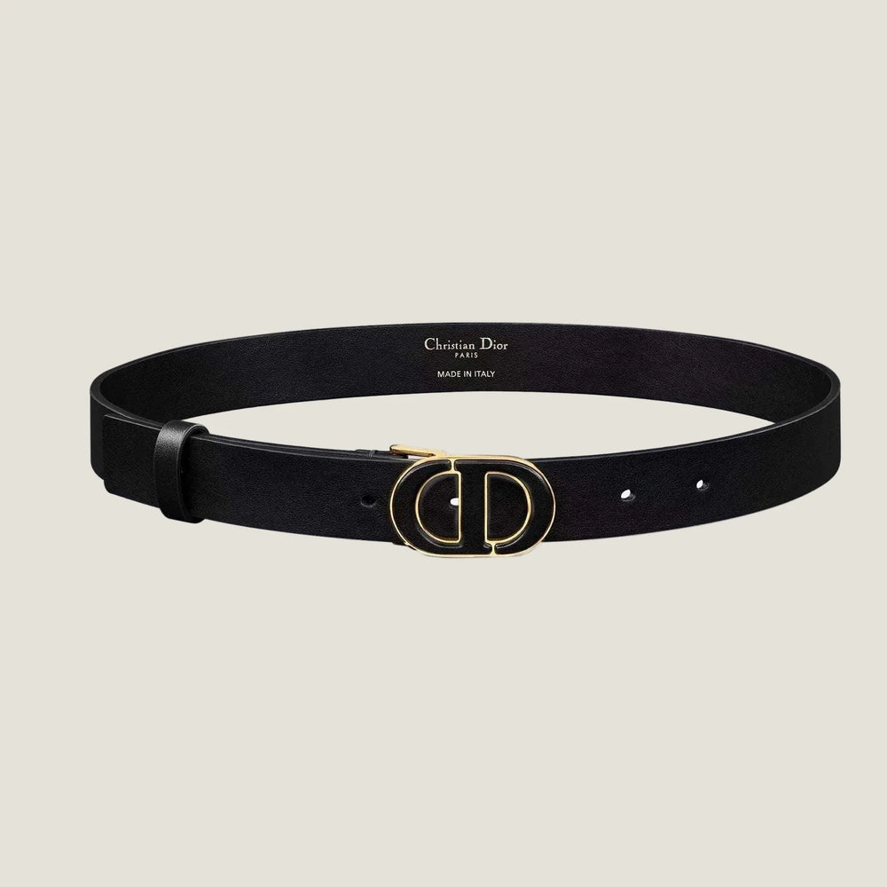 DIOR leather belt with gold CD buckle design, high-quality, luxurious accessory.