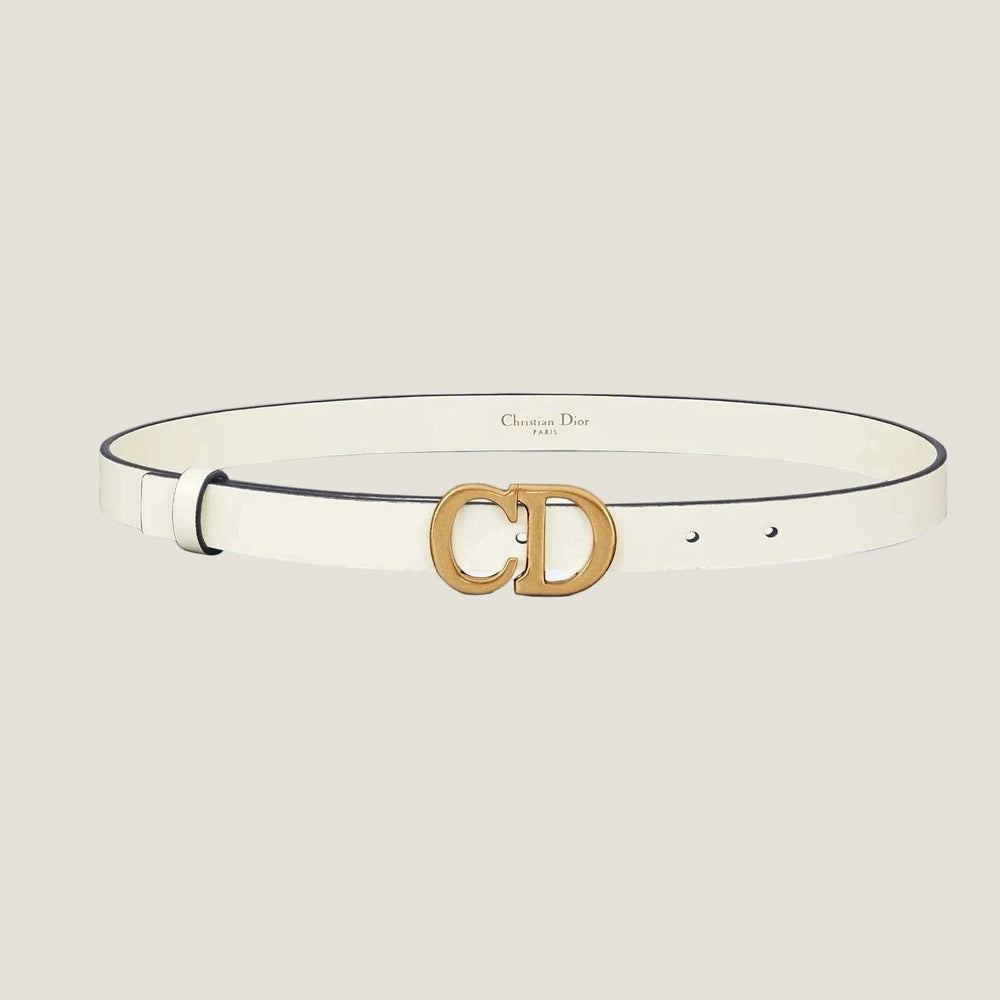 DIOR leather belt with gold CD buckle, 2 cm wide, premium quality, elegant design.