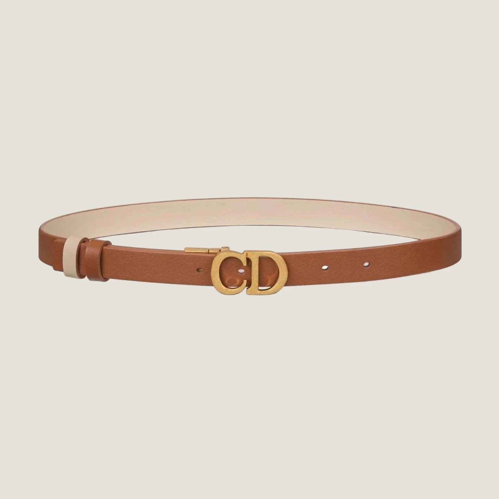 Image of Dior leather belt with gold CD buckle, 2.5 cm wide.