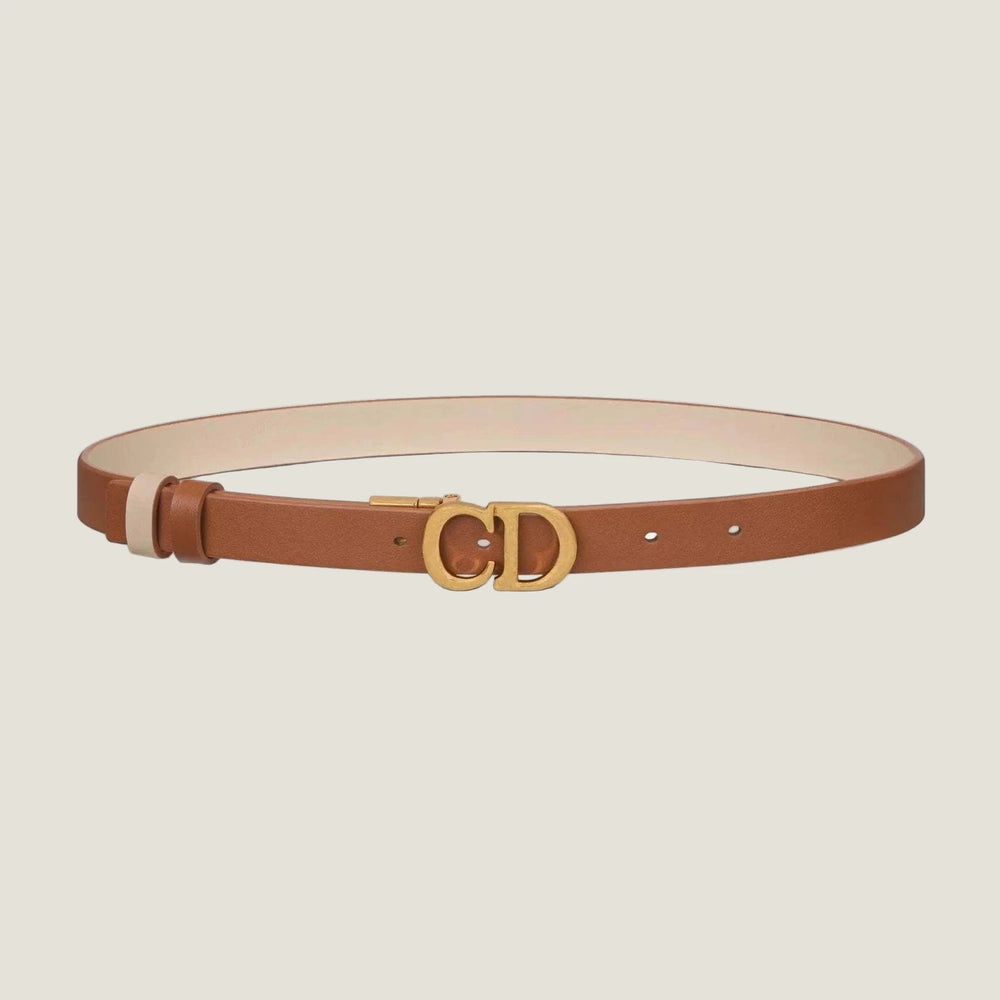 Dior leather belt with gold CD buckle, 2.5 cm wide.