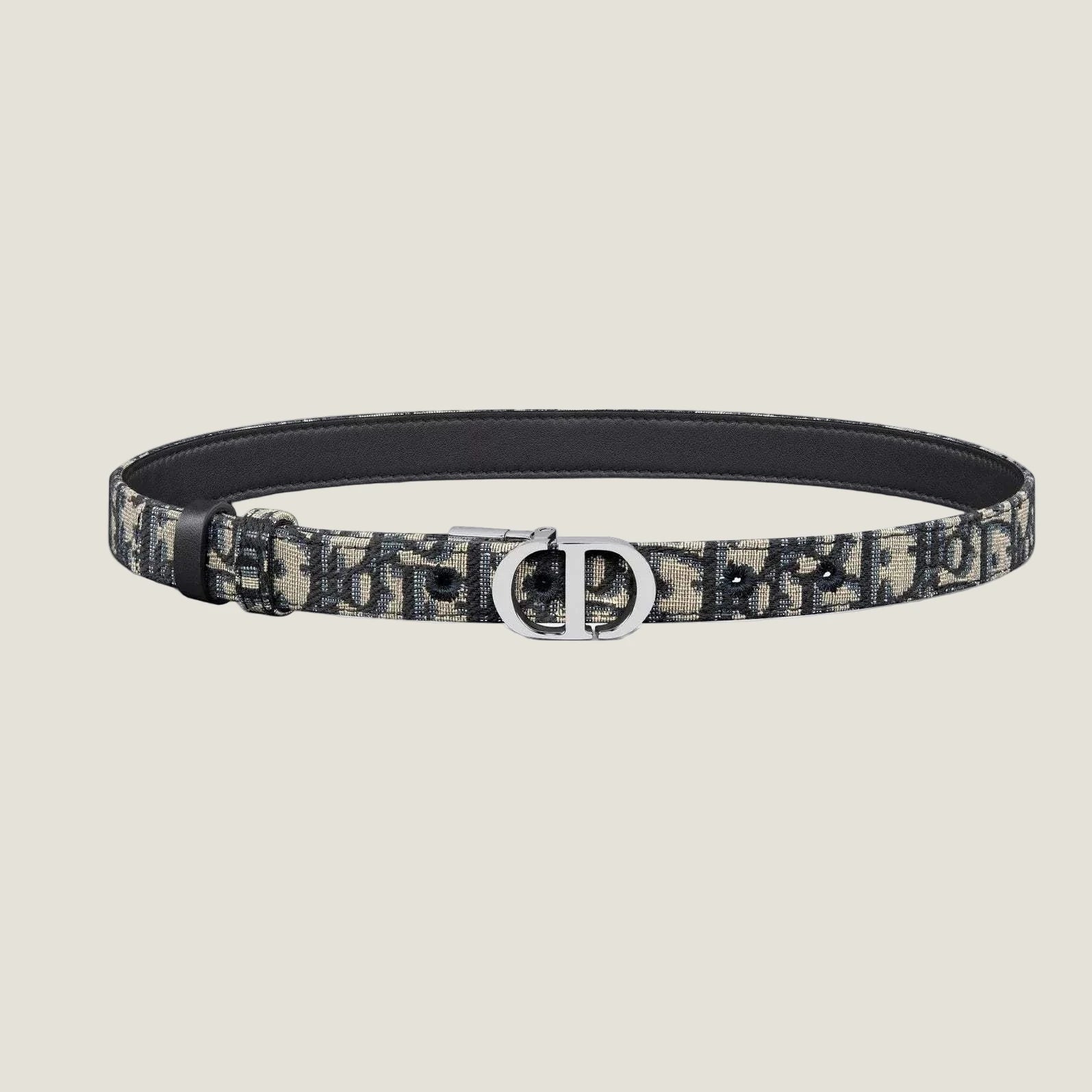 Dior luxury leather belt, 2cm wide, CD buckle design.