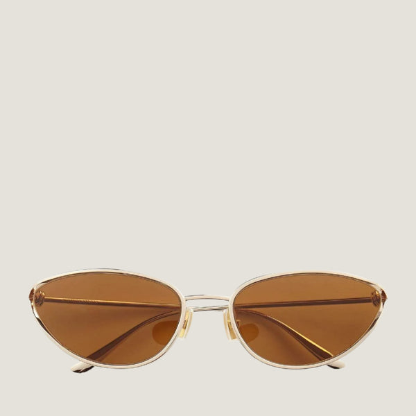 משקפי שמש B, מסגרת מתכת זהב, הגנה מלאה UVA/UVB, רפידות מתכווננות.