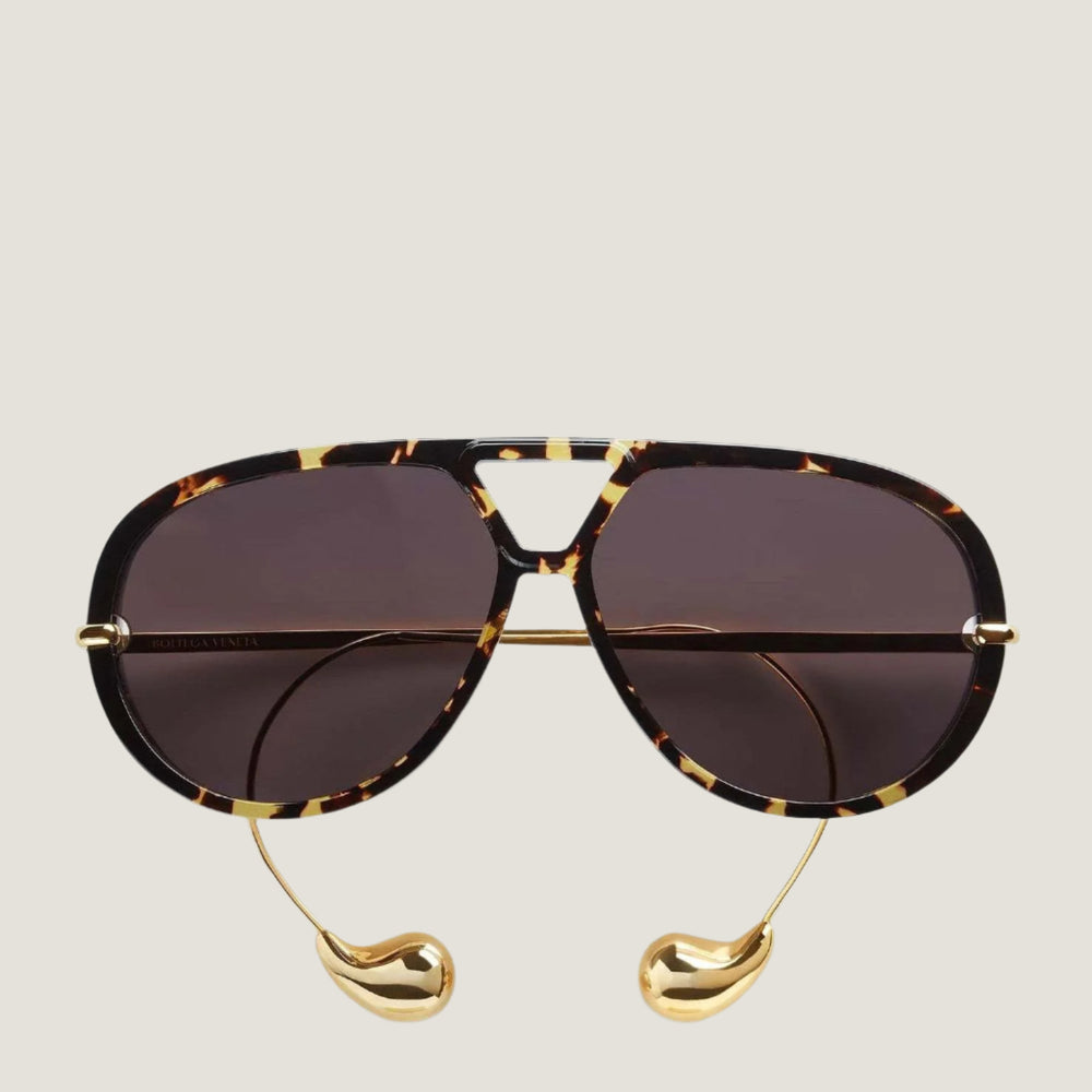 משקפי שמש B עם מסגרת מתכת מנומרת, הגנה 100% UVA/UVB.