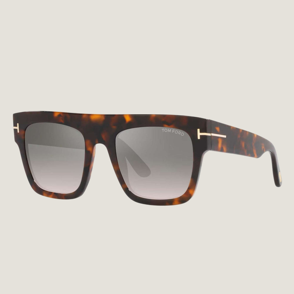 TOM FORD sunglasses, luxury brown tortoiseshell frame, UV400 protection, premium design.