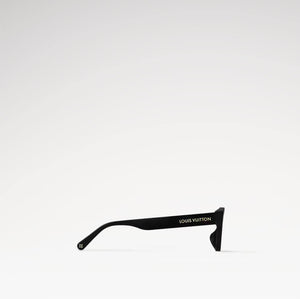 משקפי שמש LV שחורים עם מסגרת פלסטיק, הגנה UVA/UVB, רפידות אף מתכווננות.