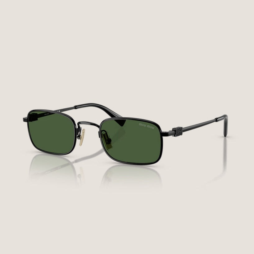 Image of משקפי שמש מי משקפי שמש מיו מיו קלאסיים במסגרת מתכת שחורה עם הגנת UVA/UVB. ו מיו קלאסיים במסגרת מתכת שחורה עם הגנת UVA/UVB.
