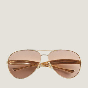 משקפי שמש B, מסגרת מתכת זהב, 100% הגנה UVA/UVB, רפידות אף מתכווננות.