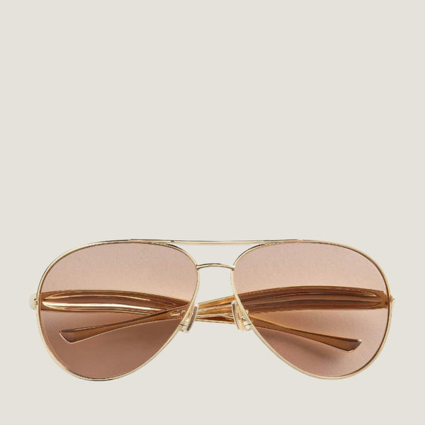 משקפי שמש B, מסגרת מתכת זהב, 100% הגנה UVA/UVB, רפידות אף מתכווננות.