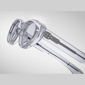 משקפיים שקופים דגם KRASNER מבית Jacques Marie Mage, מסגרת פלסטיק, הגנה UVA/UVB, רפידות אף מתכווננות.