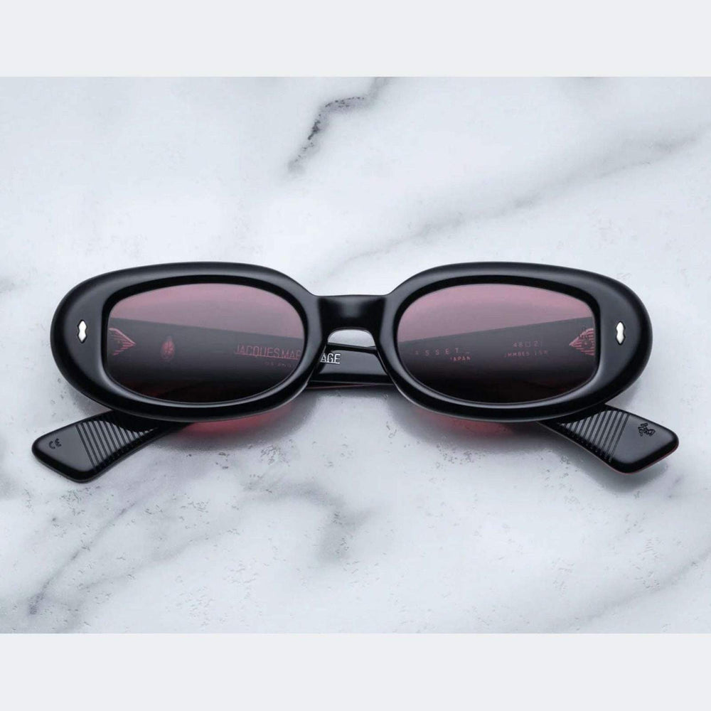 משקפי שמש Jacques Marie Mage שחורים עם מסגרת פלסטיק, הגנת UVA/UVB.