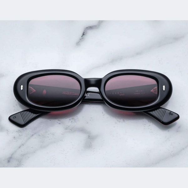 משקפי שמש Jacques Marie Mage שחורים עם מסגרת פלסטיק, הגנת UVA/UVB.
