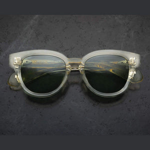 משקפי שמש Jacques Marie Mage MOJAVE שקוף עם מסגרת פלסטיק שקופה, הגנה UVA/UVB, רפידות אף מתכווננות.