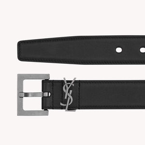 חגורת עור Saint Laurent לנשים ברוחב 3 ס"מ