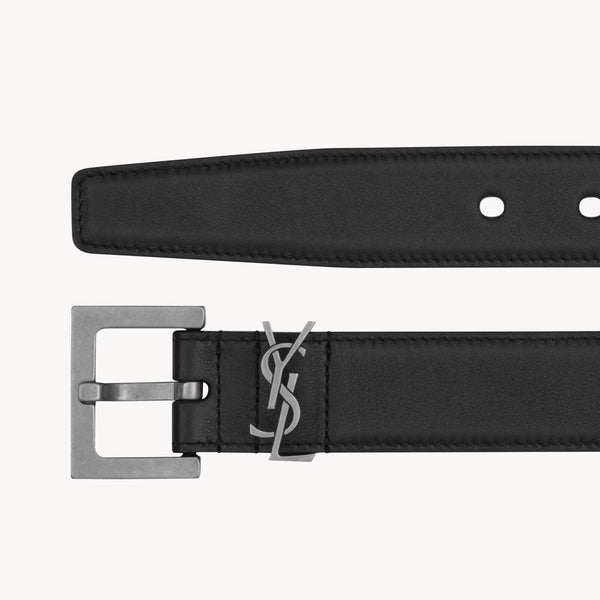 חגורת עור Saint Laurent לנשים ברוחב 3 ס"מ