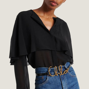 חגורת Chloe לנשים עם אבזם זהב ולוגו יוקרתי