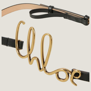 חגורת Chloe לנשים עם אבזם זהב ולוגו יוקרתי