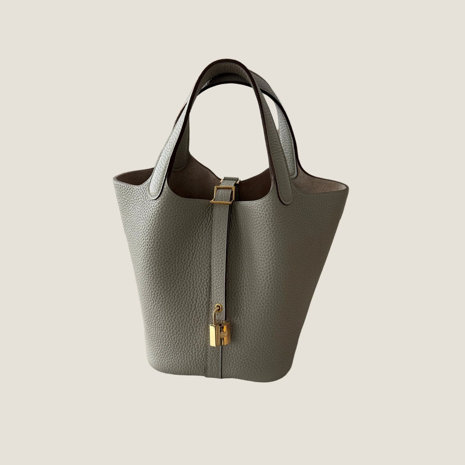 Hermès Picotin 18 במלאי אפור עם זהב