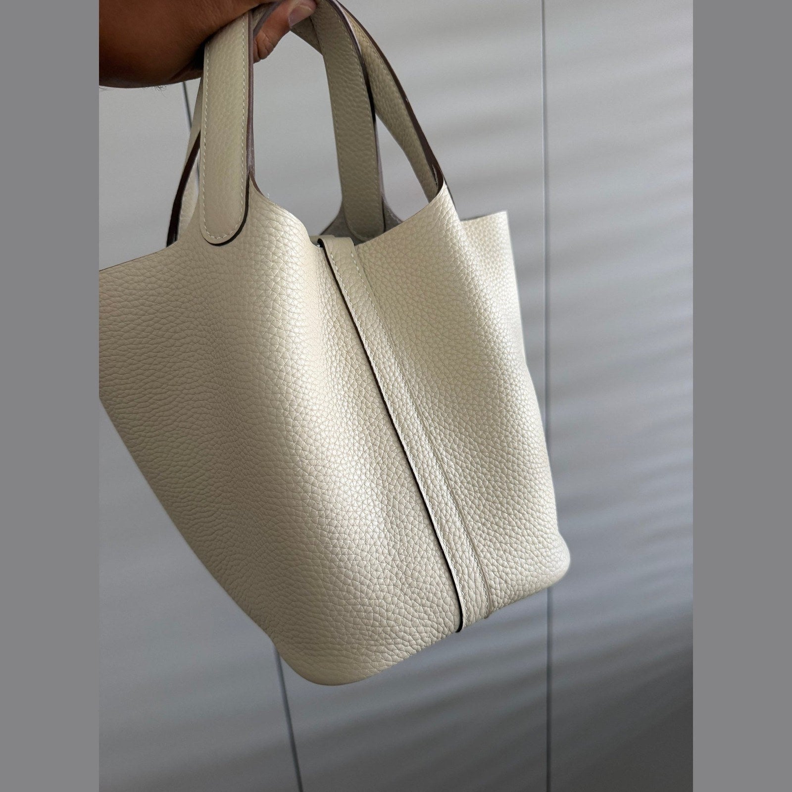 Hermès Picotin 18 במלאי שמנת עם כסף